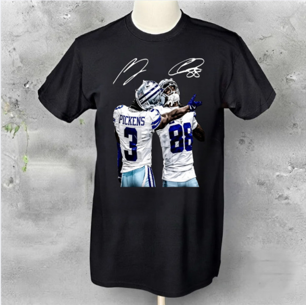 Dallas Cowboys Pickens Football Players Signatures Vintage Black T-Shirt